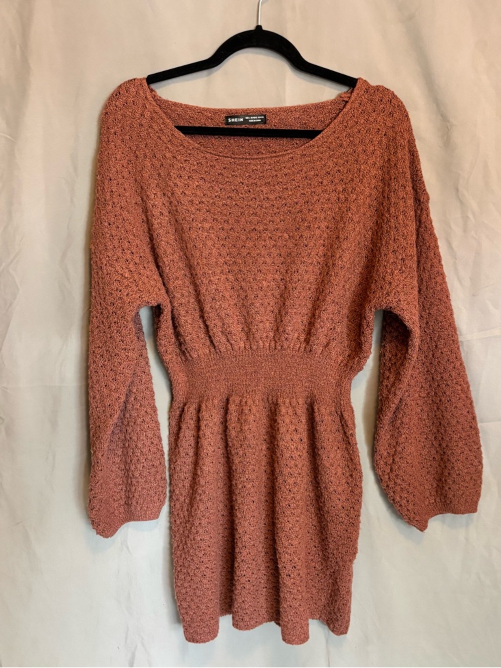 SHEIN Rust Textured Knit dress with Crew Neck